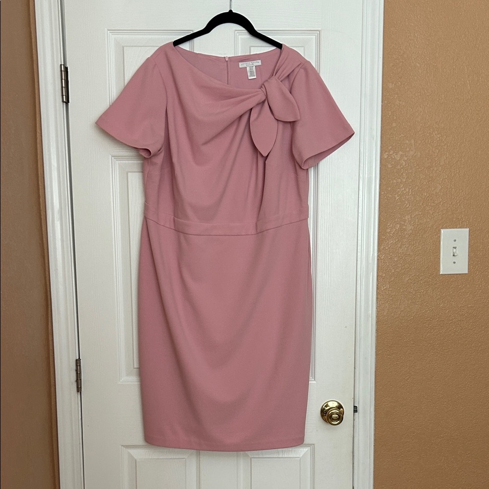 London Times Women Midi Dress with Bow Accent